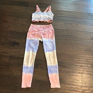 Spiritual Gangster Set! Pink Tie-Dye Ribbed Top and Leggings